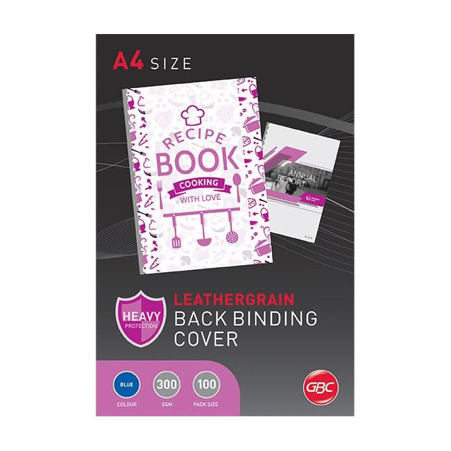Gbc binding cover a4 l/grain blue pk100-Officecentre