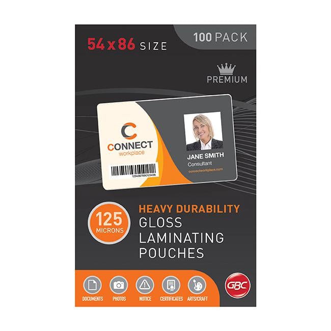 Gbc laminating pouch 54x86mm 125 micron pk100-Officecentre