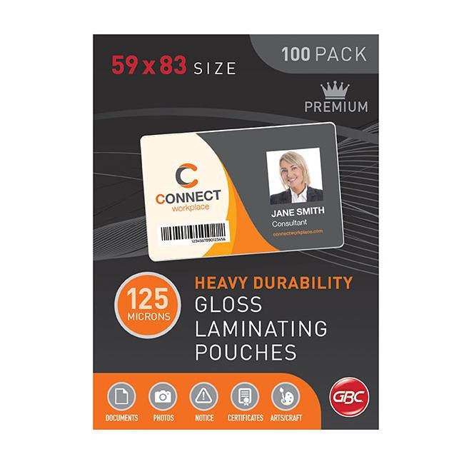 Gbc laminating pouch 59x83mm 125 micron pk100-Officecentre