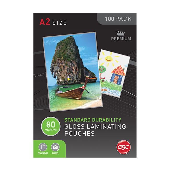 Gbc laminating pouch a2 80 micron pk100-Officecentre