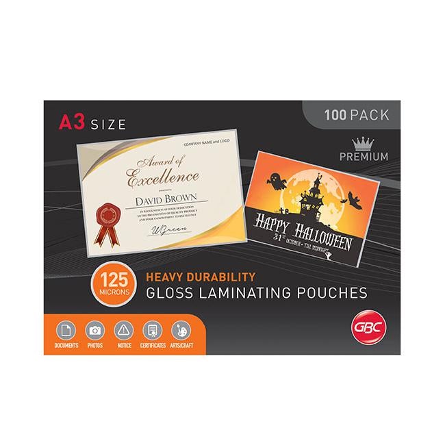Gbc laminating pouch a3 125 micron pk100-Officecentre