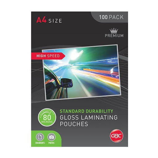 Gbc laminating pouch a4 80 micron pk100 h/speed-Officecentre