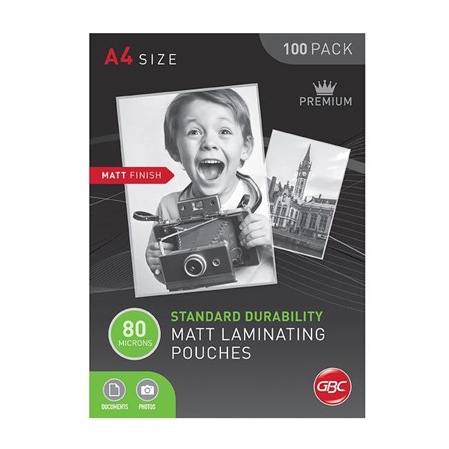 Gbc laminating pouch a4 80 micron pk100 matt-Officecentre