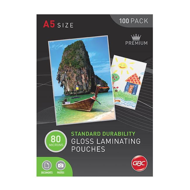 Gbc laminating pouch a5 80 micron pk100-Officecentre