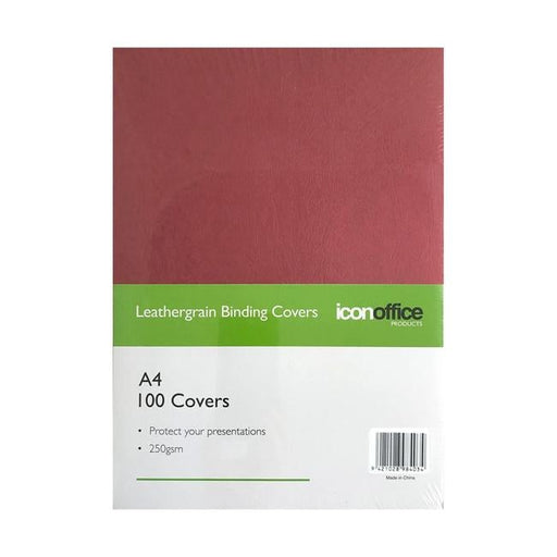 Icon Binding Covers A4 Red 250gsm Pack 100-Officecentre
