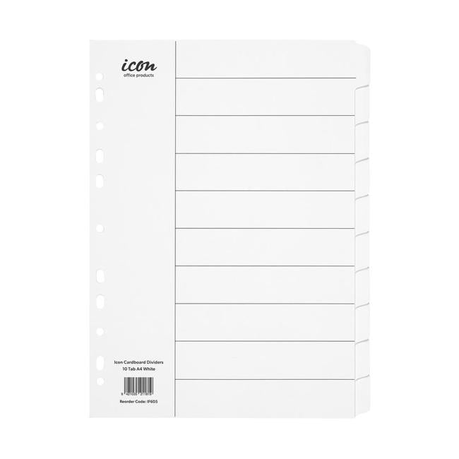 Icon Cardboard Dividers 10 Tab White-Officecentre