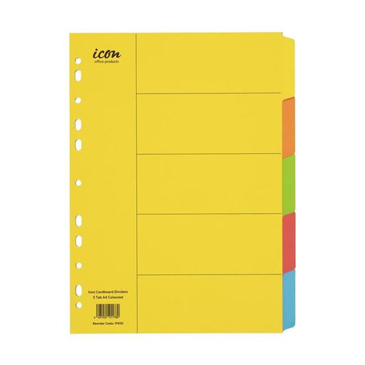 Icon Cardboard Dividers 5 Tab Coloured-Officecentre