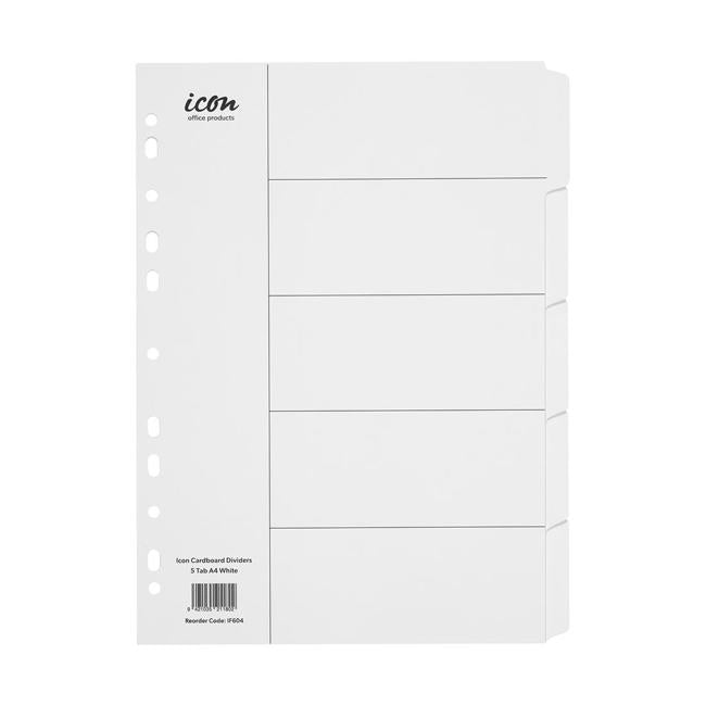 Icon Cardboard Dividers 5 Tab White-Officecentre