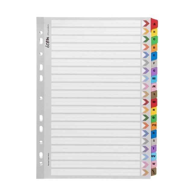 Icon Cardboard Indices with Reinforced Tabs A-Z Coloured-Officecentre