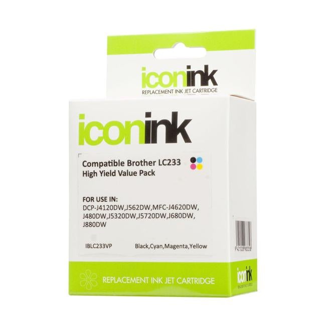 Icon Compatible Brother LC233 BCMY Ink Value Pack-Officecentre
