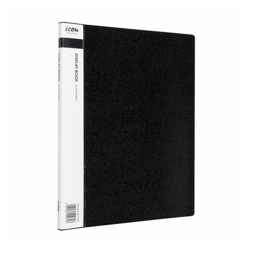 Icon Display Book A4 with Insert Spine 10 Pocket Black-Officecentre