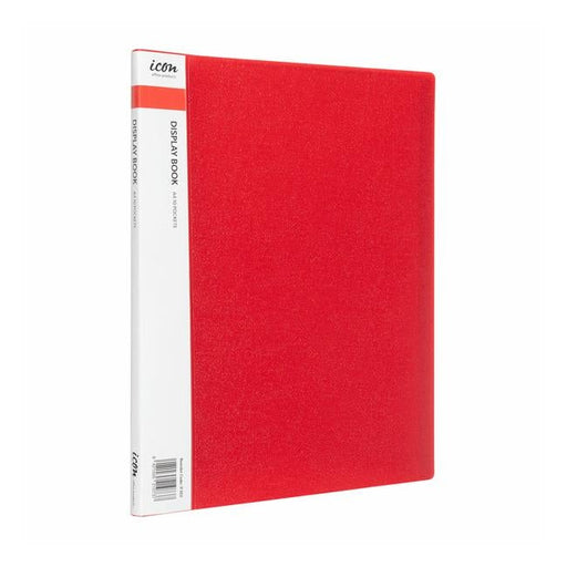 Icon Display Book A4 with Insert Spine 10 Pocket Red-Officecentre