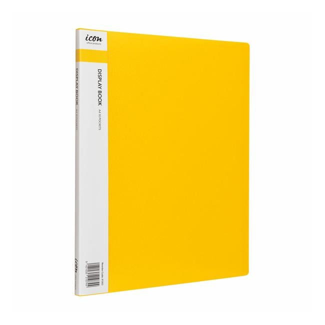 Icon Display Book A4 with Insert Spine 10 Pocket Yellow-Officecentre