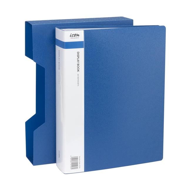 Icon Display Book A4 with Insert Spine 100 Pocket with Case Blue-Officecentre