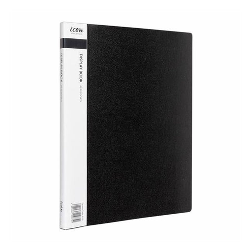 Icon Display Book A4 with Insert Spine 20 Pocket Black-Officecentre