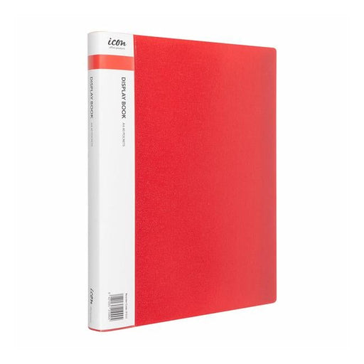 Icon Display Book A4 with Insert Spine 40 Pocket Red-Officecentre