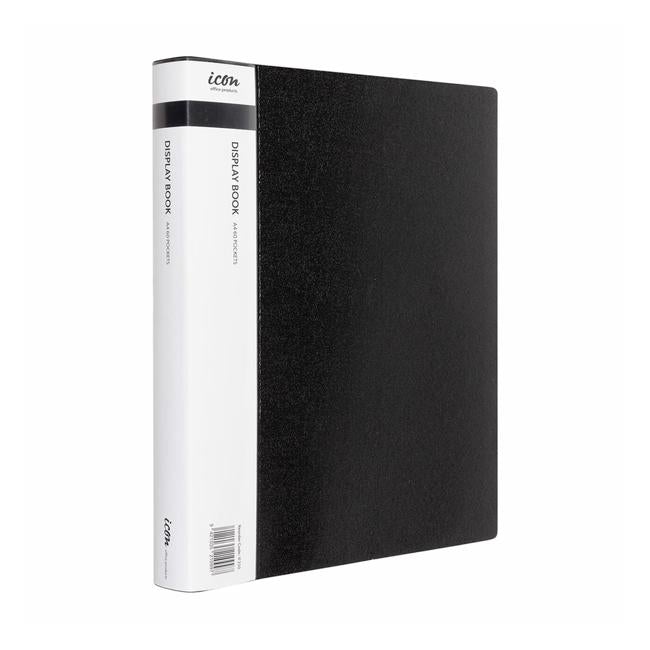 Icon Display Book A4 with Insert Spine 60 Pocket Black-Officecentre