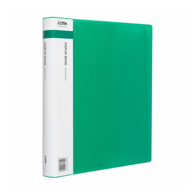 Icon Display Book A4 with Insert Spine 60 Pocket Green-Officecentre