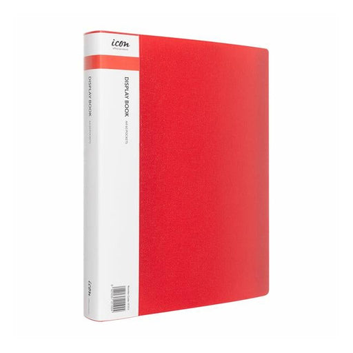 Icon Display Book A4 with Insert Spine 60 Pocket Red-Officecentre