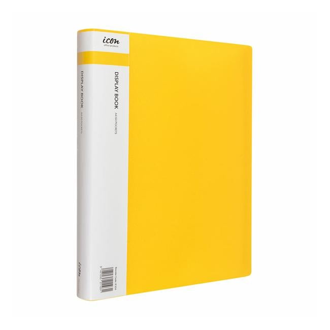 Icon Display Book A4 with Insert Spine 60 Pocket Yellow-Officecentre