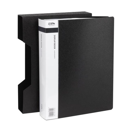 Icon Display Book A4 with Insert Spine 80 Pocket with Case Black-Officecentre