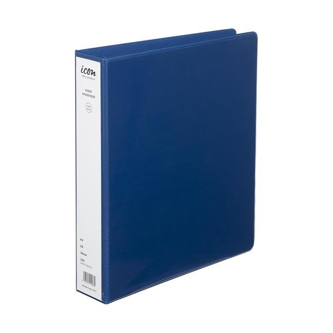 Icon Insert Binder A4 2D 38mm Navy Blue-Officecentre