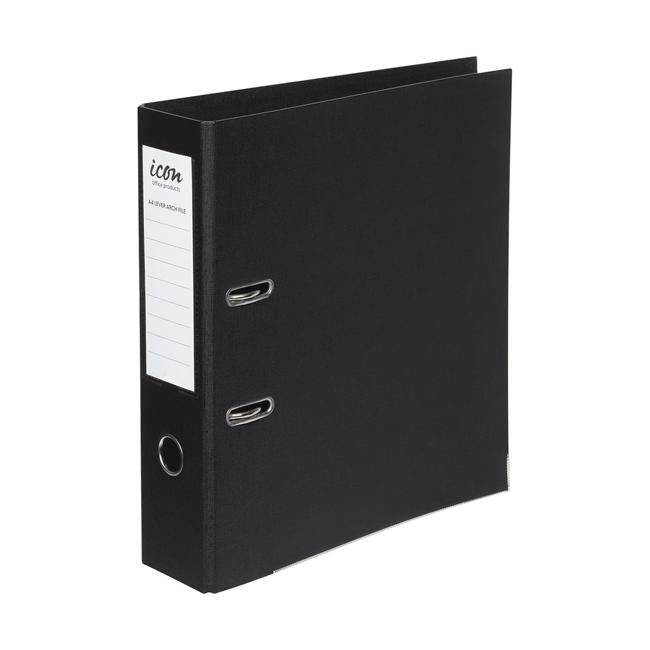 Icon Lever Arch File A4 Linen Black-Officecentre