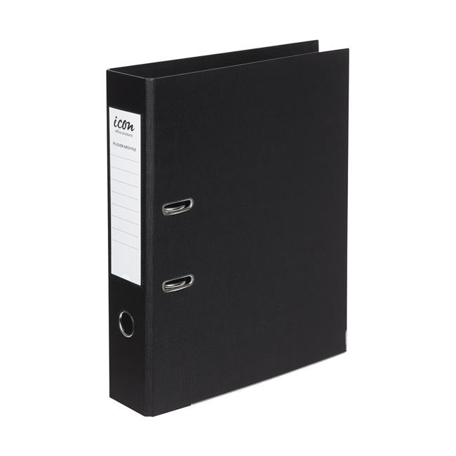 Icon Lever Arch File FS Linen Black-Officecentre