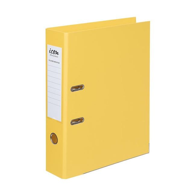 Icon Lever Arch File FS Linen Yellow-Officecentre