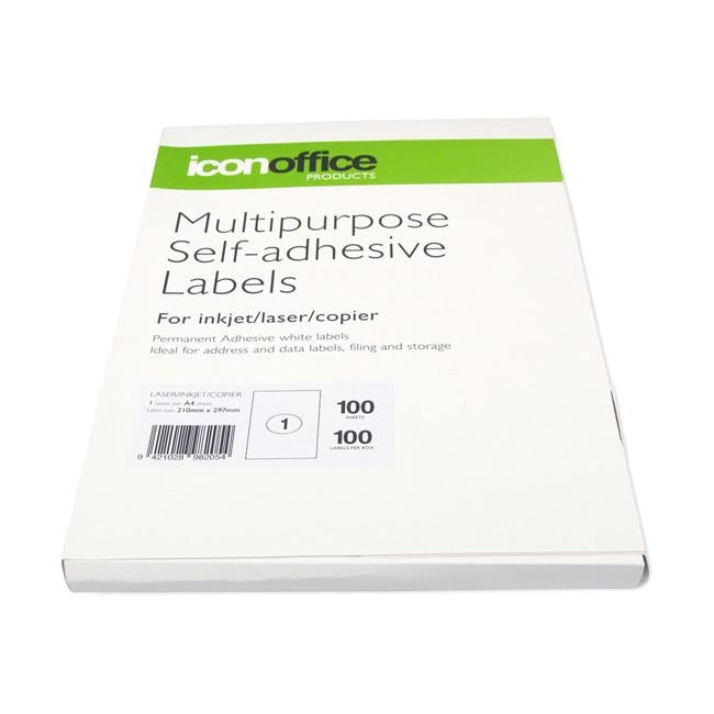 Icon Multipurpose Labels 210x297mm 1 Per Sheet-Officecentre