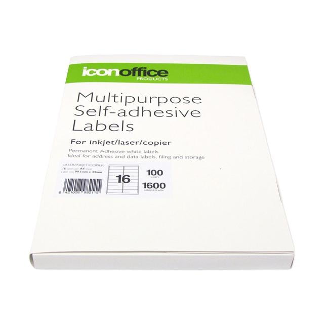 Icon Multipurpose Labels 99.1x34mm 16 Per Sheet-Officecentre