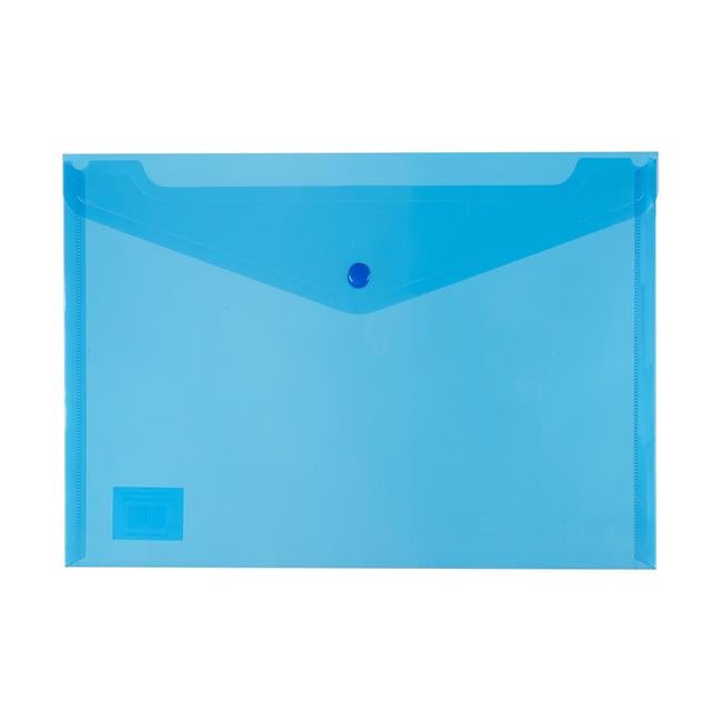 Icon PP Document Wallet A4 Button Closure Blue-Officecentre