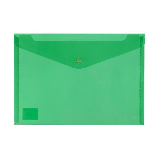 Icon PP Document Wallet A4 Button Closure Green-Officecentre