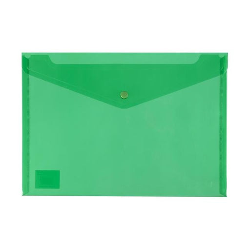 Icon PP Document Wallet A4 Button Closure Green-Officecentre