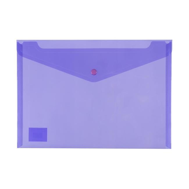 Icon PP Document Wallet A4 Button Closure Purple-Officecentre