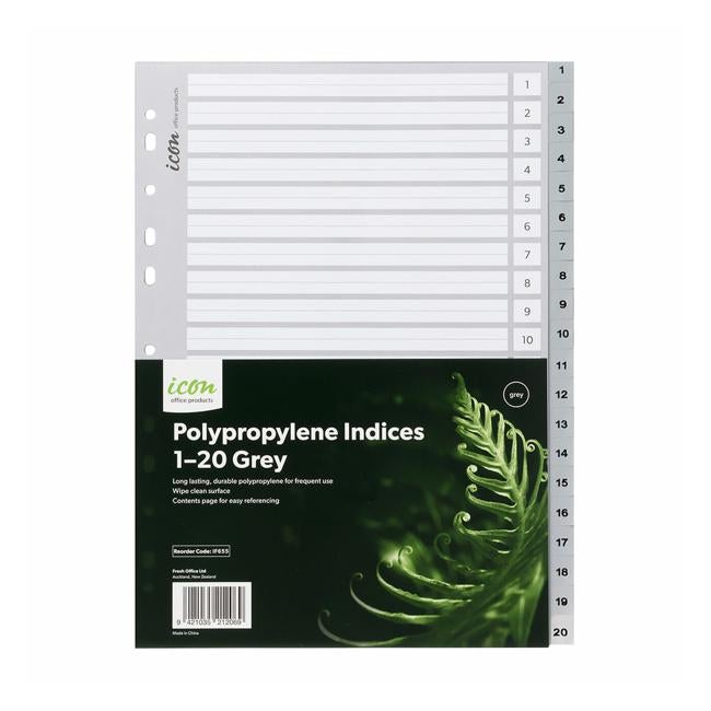 Icon PP Indices 1-20 Grey-Officecentre