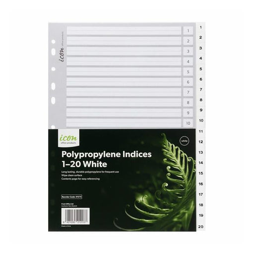 Icon PP Indices 1-20 White-Officecentre