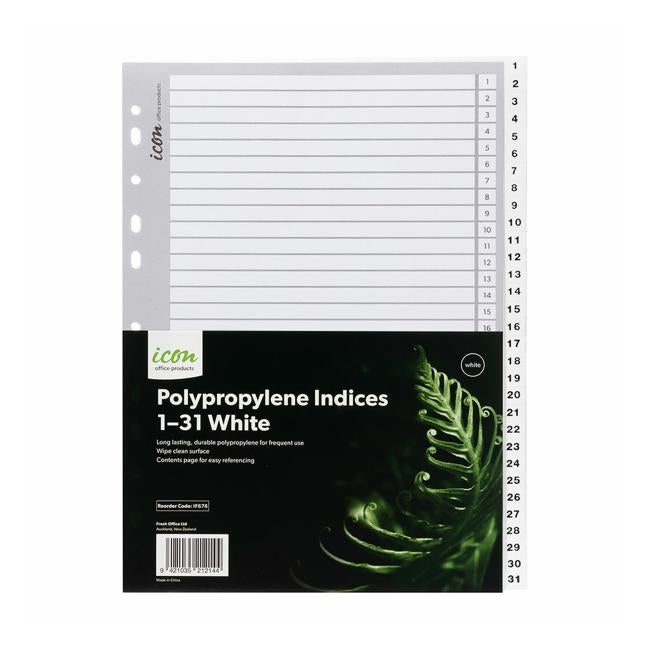 Icon PP Indices 1-31 White-Officecentre