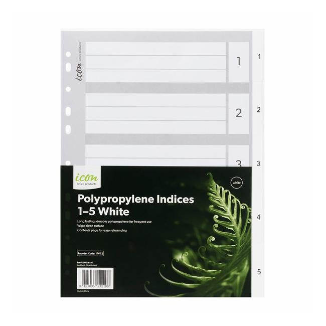 Icon PP Indices 1-5 White-Officecentre