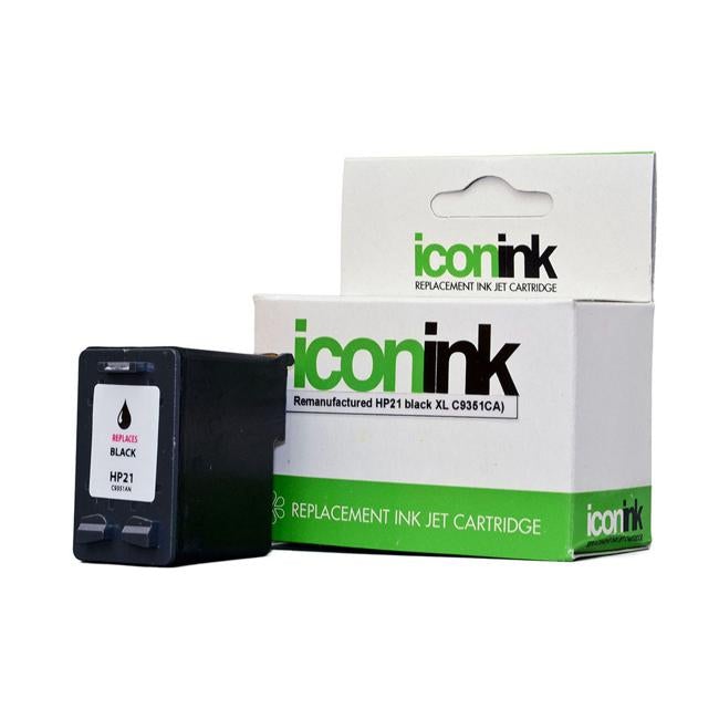 Icon Remanufactured HP 21 Black XL Ink Cartridge (C9351CA)-Officecentre