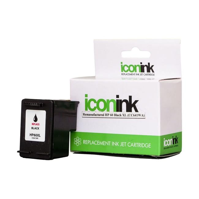 Icon Remanufactured HP 60 Black XL Ink Cartridge (CC641WA)-Officecentre