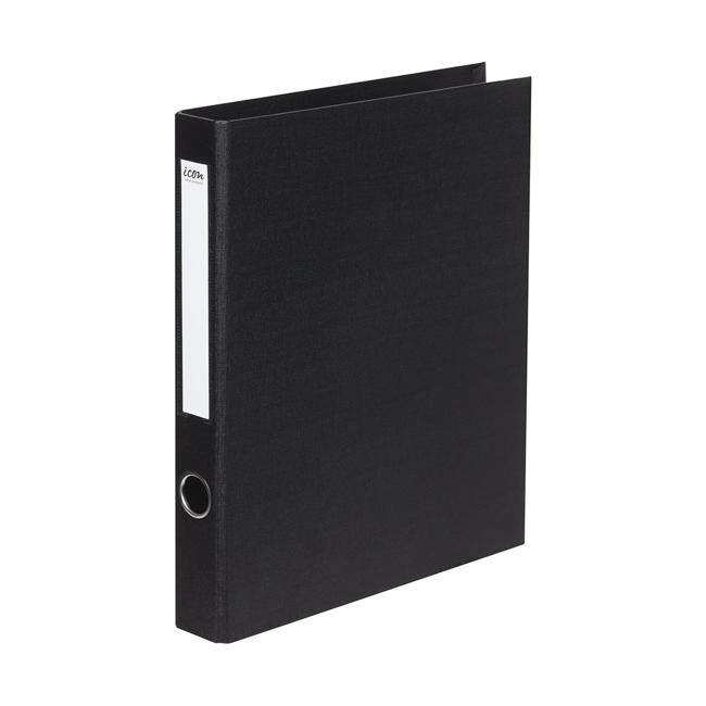 Icon Ringbinder Linen A4 2D 26mm Black-Officecentre