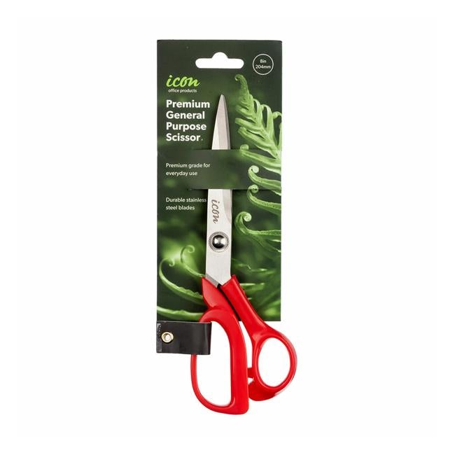 Icon Scissor Premium 8 Inch Red Handle-Officecentre