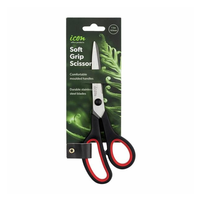 Icon Scissor Soft Grip 7.5 Inch Black Handle-Officecentre