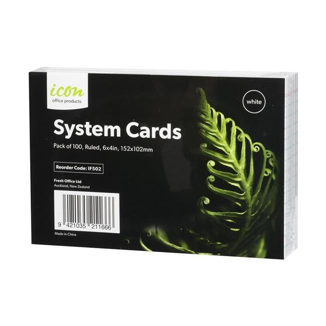 Icon System Cards Ruled 6x4 White Pack of 100-Officecentre