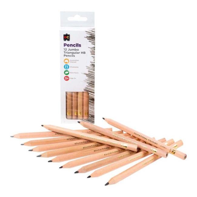 Jumbo Triangular HB Pencils Pack 12 175mmx10mm-Officecentre