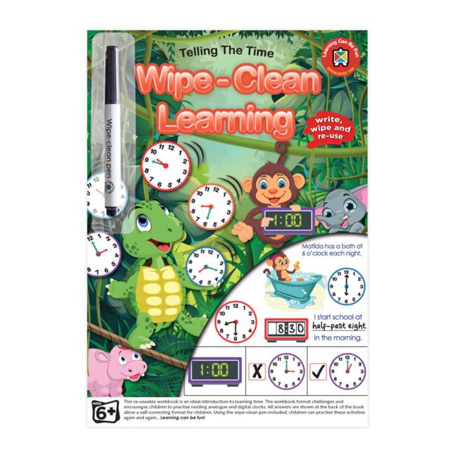LCBF Wipe Clean Learning Book Telling The Time W/Marker-Officecentre