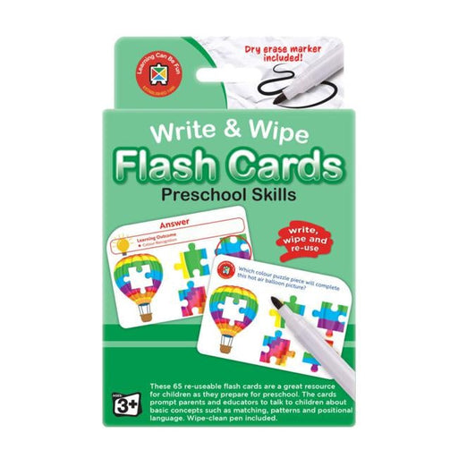 LCBF Write & Wipe Flashcards Preschool Skills W/Marker-Officecentre