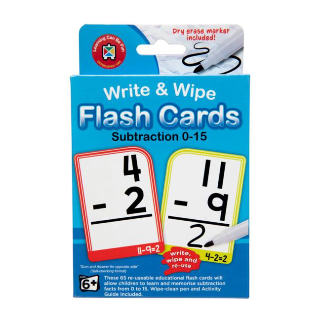 LCBF Write & Wipe Flashcards Subtraction W/Marker-Officecentre