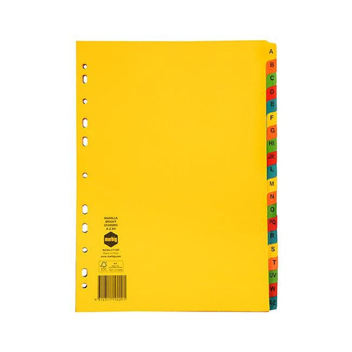 Marbig indices & dividers a-z tab manilla a4 brights-Officecentre